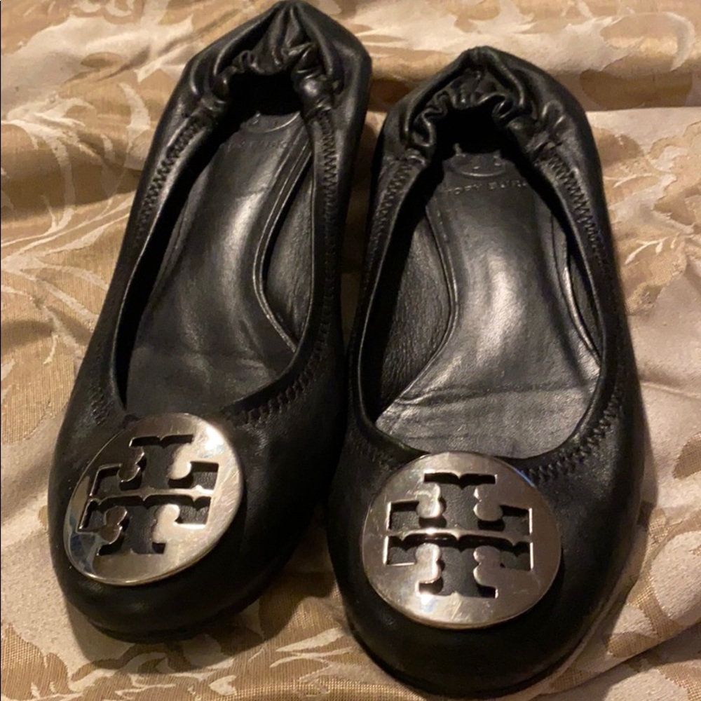 Tory Burch Black Leather Flats